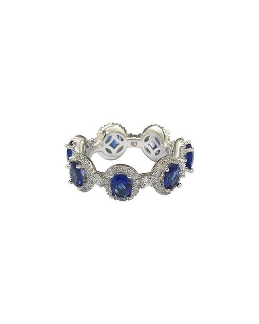 Suzy Levian Blue Silver Cz Ring