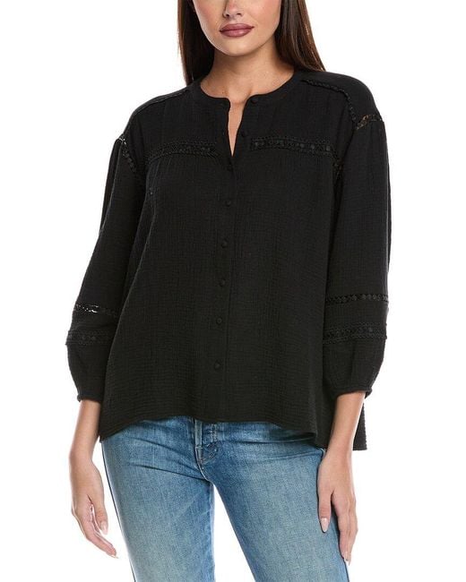 Johnny Was Black Button-Down Blouse