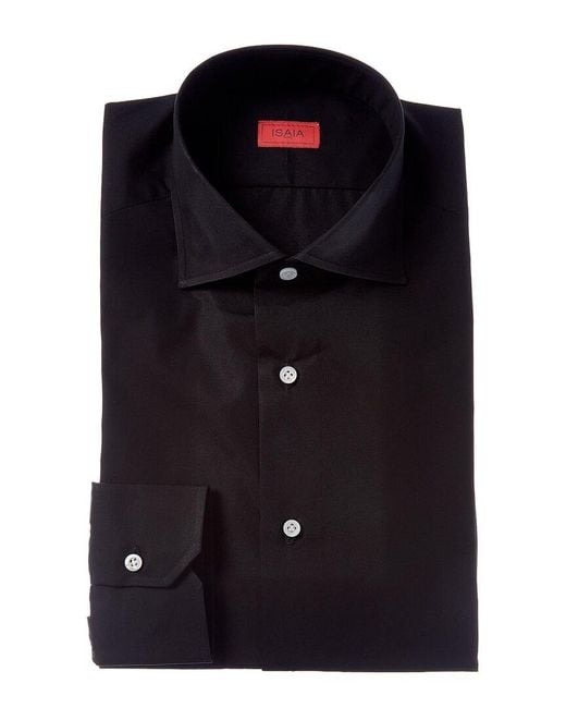 Isaia Black Milano Mix Dress Shirt for men