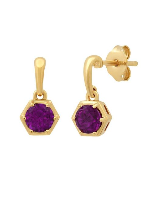 MAX + STONE Pink Max + Stone 14k Over Silver 0.75 Ct. Tw. Amethyst Drop Earrings