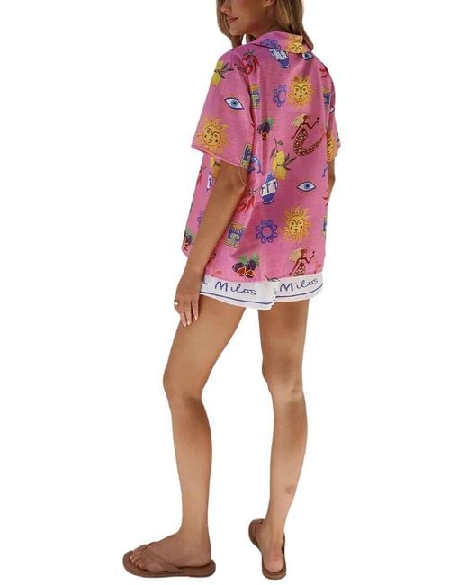 AMINA GLAM Pink Shirt & Short Set