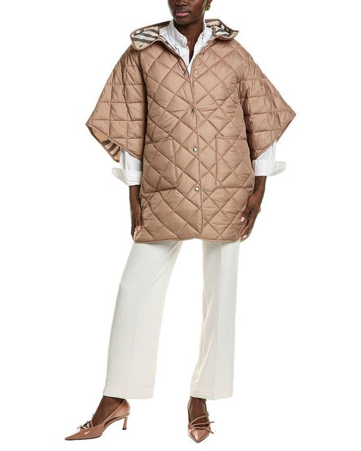 Burberry White Quilted Snap Poncho