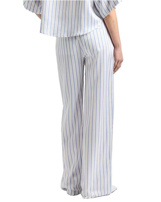 10 Crosby Derek Lam Gray Aurely Drapey Striped Satin Wide Leg Pant