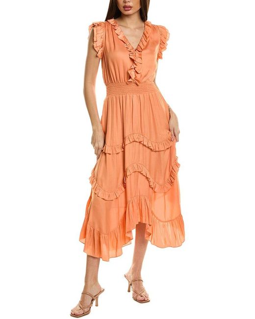 Tahari Orange The Layla Midi Dress