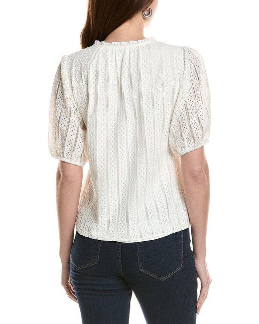 Cece White Relaxed Crop Blouse