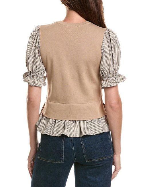 Nanette Lepore Blue Mixed Media Top