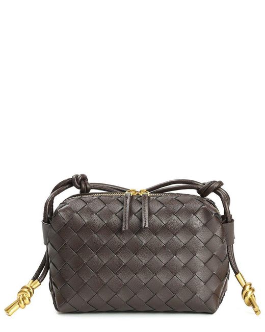 Tiffany & Fred Paris Gray Hand-Woven Leather Crossbody