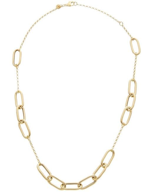 Italian Gold Metallic 14K Oval Link Station Necklace