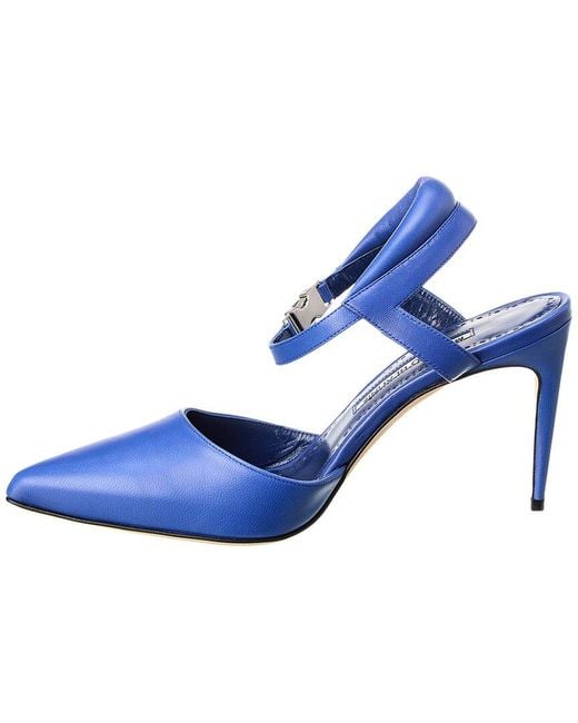 Manolo Blahnik Blue Noumaknu 90 Leather Pump