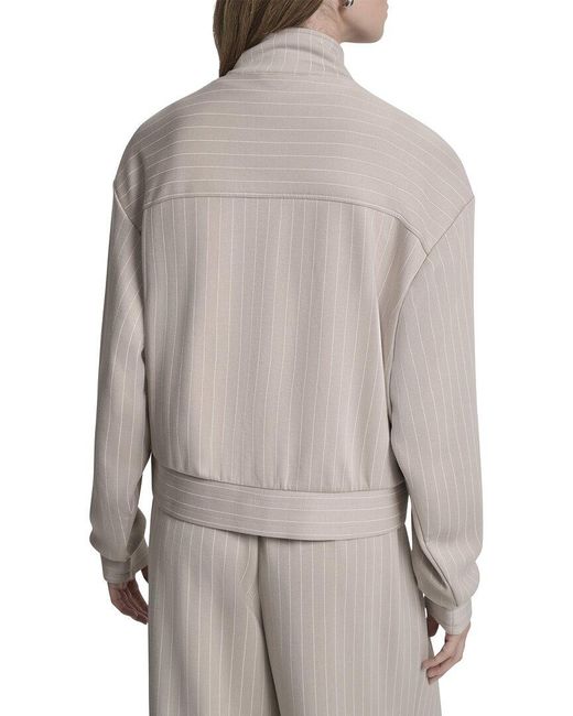 DKNY Gray Full Zip Pinstripe Track Jacket