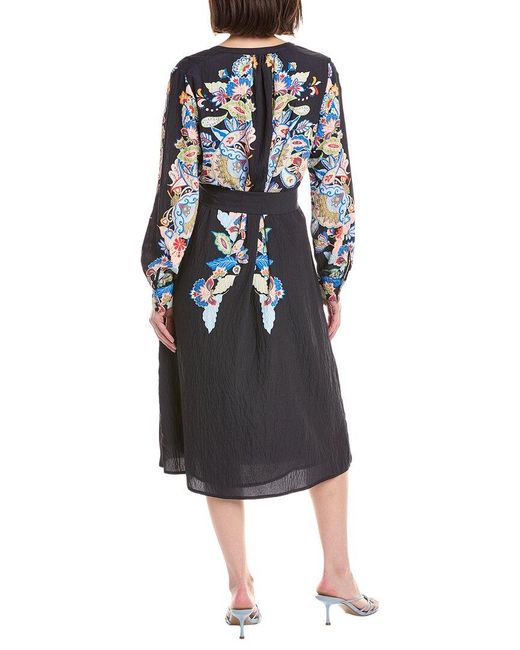 Tahari Black Split Neck A-Line Dress