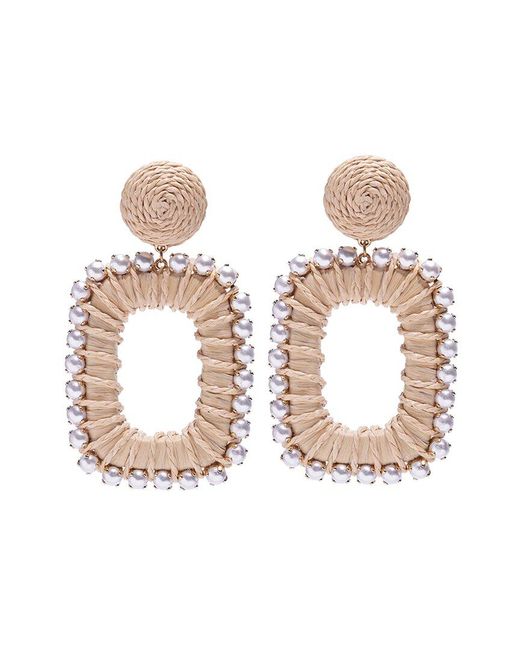 Carolina Herrera White Raffia-wrapped Chain Earrings