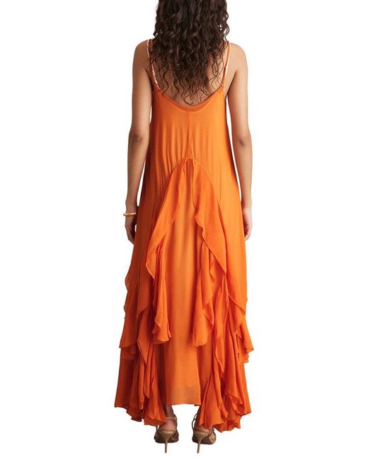 Reiss Orange Eden Ruffle Occasion Dress