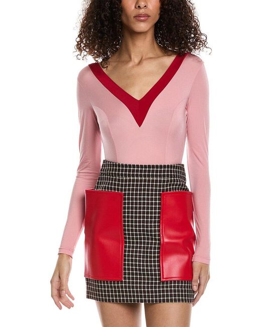 Burberry Red Two-tone Jersey Bodysuit