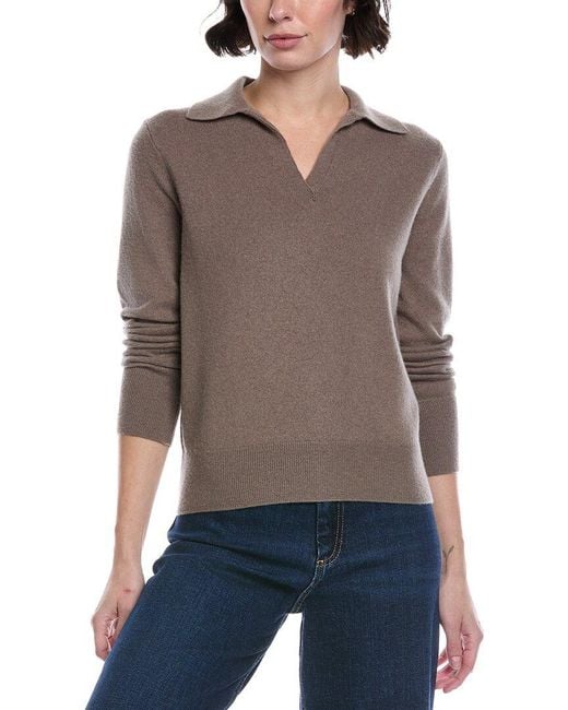 Vince Gray Wool & Cashmere-Blend Polo Shirt