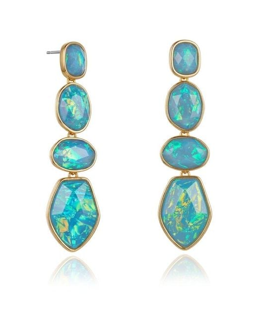 Liv Oliver Blue 18K Plated 32.20 Ct. Tw. Opal Drop Earrings