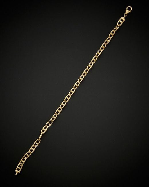 Italian Gold Black 14k Semi Solid Fancy Mariner Bracelet for men