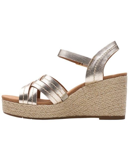Clarks Metallic Sabina Strap Wedge Sandal