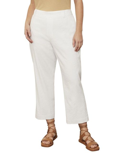 Vince White Plus Linen-blend Tapered Pull On Pant
