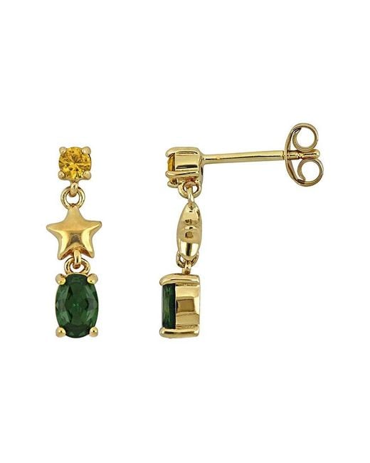 Rina Limor Metallic Plated 1.13 Ct. Tw. Lab-Grown Gemstone Earrings