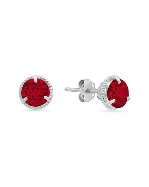 MaxColor Red 14K 1.70 Ct. Tw. Lab-Grown Ruby Halo Studs