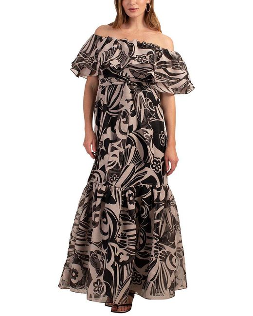 Trina Turk Black Flowery Maxi Dress