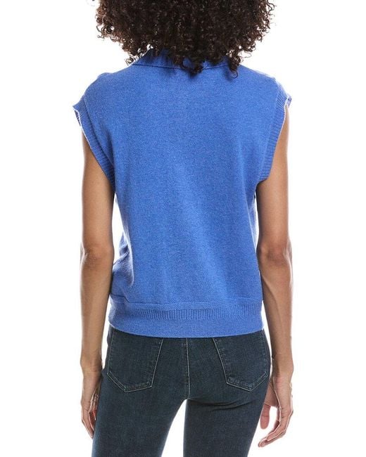 Brodie Cashmere Blue Collared Detail Tank Top