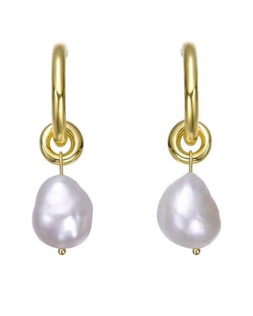 Rachel Glauber Metallic 14K Pearl Dangle Earrings