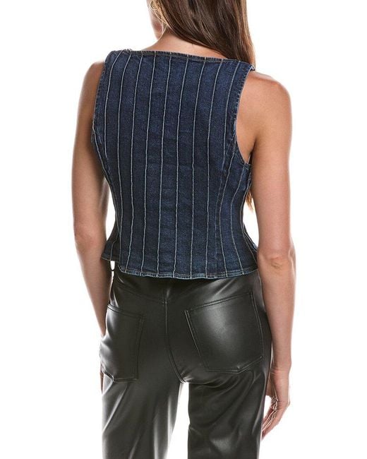 Cinq À Sept Blue Denim Pintuck Camen Vest