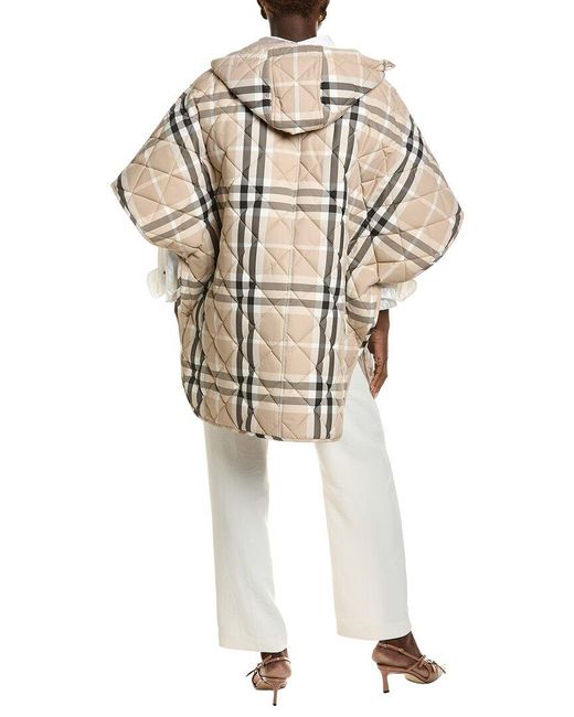 Burberry White Quilted Snap Poncho