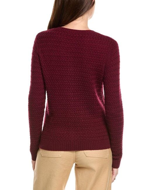Kier + J Red Kier + J Basket Weave Wool & Cashmere-Blend Cardigan