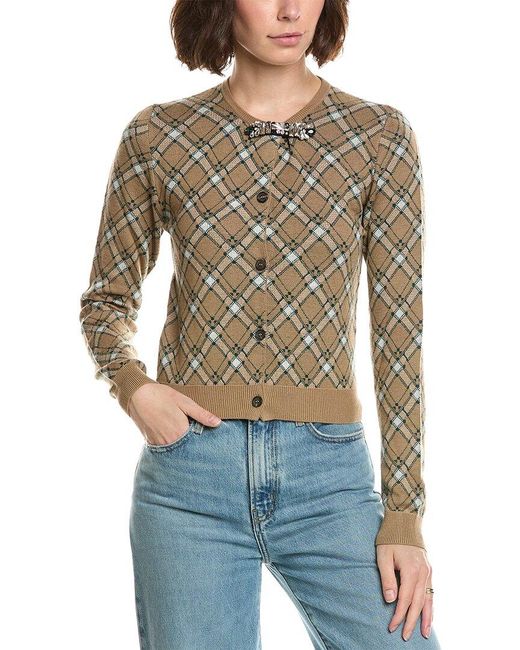 Miu Miu Blue Checked Wool Cardigan