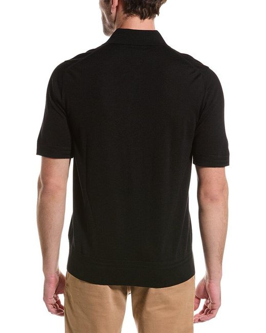 Burberry Black Wool & Silk-blend Polo Shirt for men