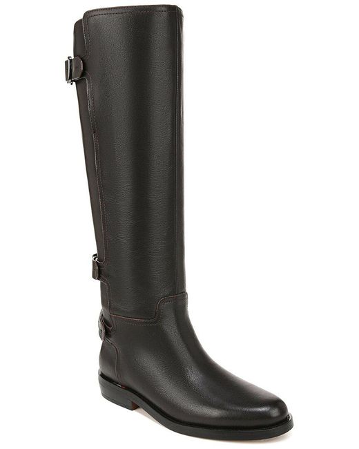 Franco Sarto Black Padova Buckle Leather Knee-High Boots