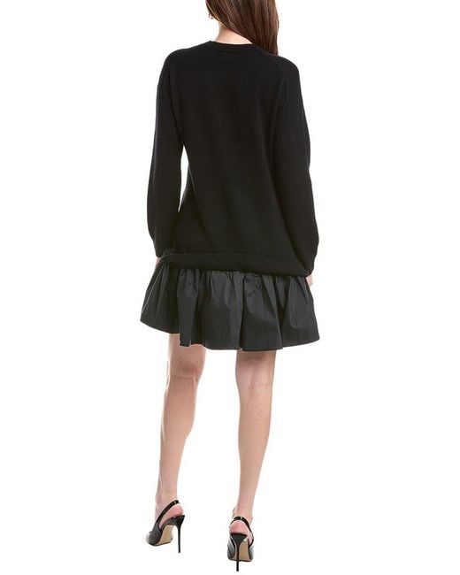 NAADAM Black Premium Wool & Cashmere-Blend Mixed Media Mini Dress