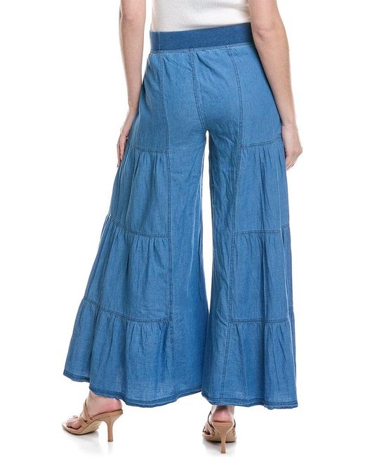 XCVI Blue Dugan Wide Leg Linen-Blend Pant