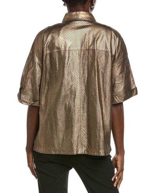 Brunello Cucinelli Brown Leather Shirt