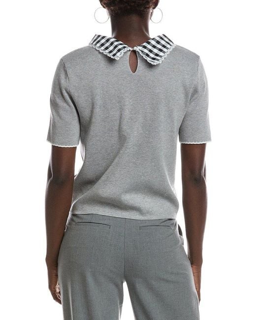 Nanette Lepore Gray Collared Top