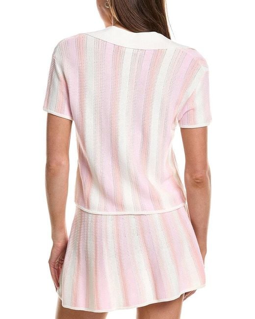 Rowing Blazers White Knit Cropped Wool-Blend Polo Top