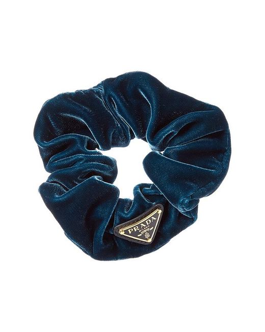 Prada Blue Logo Velvet Scrunchie