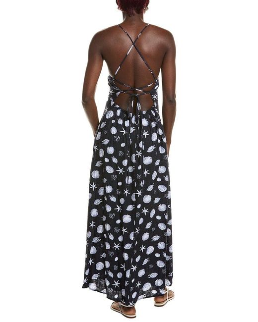 1.STATE Black Linen-Blend Maxi Dress