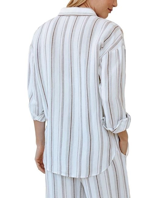 Bella Dahl Blue Oversized Clean Linen-Blend Shirt