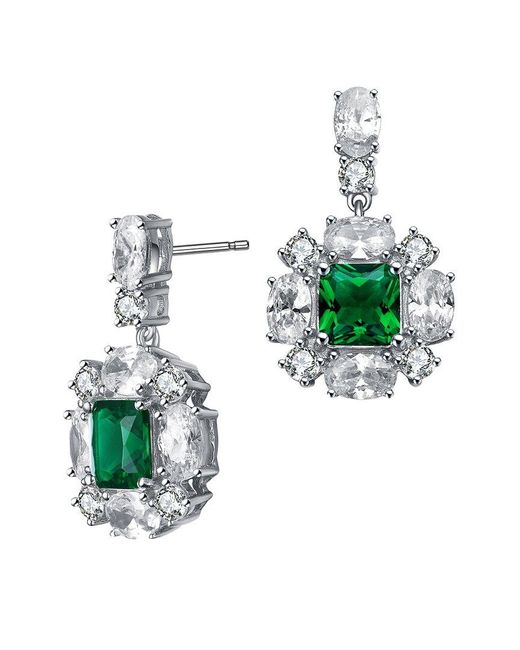 Genevive Jewelry Green Diamond Cz Dangle Earrings