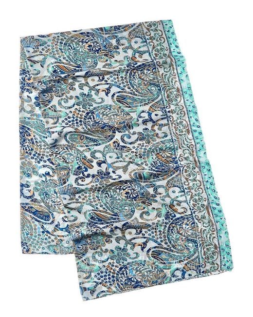 La Fiorentina Blue Silk-Blend Printed Scarf