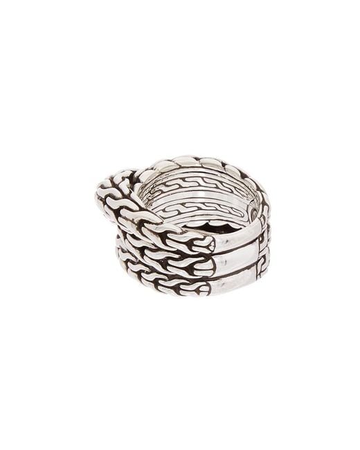 John Hardy White Classic Chain Silver Classic Chain Overlap Ring