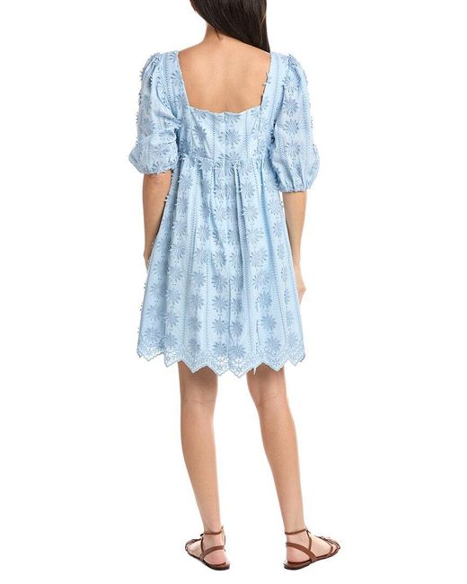 Stellah Blue Aubrey Square Neck 3D Lace Dress