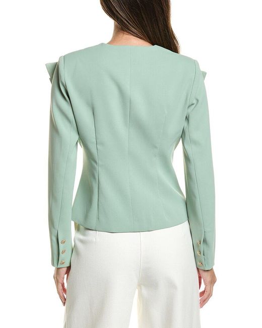 Gracia Green Ruffle Front Jacket