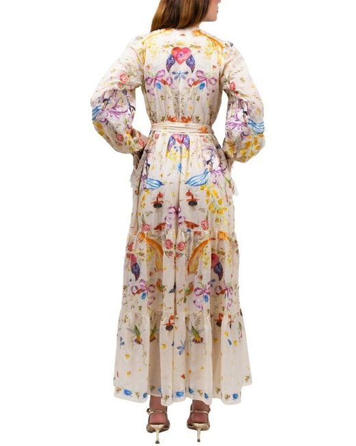 Marchesa White Threadwork Voile Maxi Dress