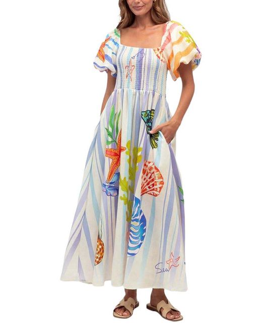 LOEY Blue Printed Maxi Dress