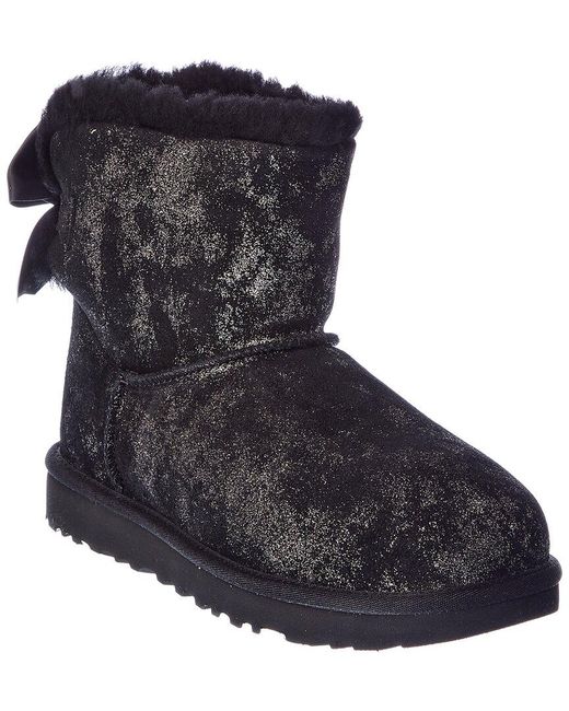Ugg Blue Mini Bailey Bow Glimmer Suede Boot